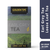Golden Tips Earl Grey Black Tea - 100gm Paper Box, 3.5 Ounce, 50 Cups | Blended With Pure Oil Of Bergamot - Brew Hot Or Iced Tea | Low Caffeine Loose Leaf Tea