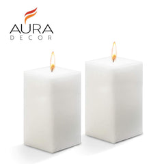 WHITE UNSCENTED SQUARE CANDLE PACK OF 2 | PERFECT FOR COUPLES DATE CANDLE