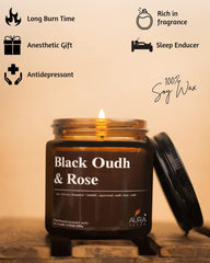 BLACK OUDH & ROSE SOY WAX AMBER JAR CANDLE | VOTIVE CANDLE BEST FOR GIFT CANDLE