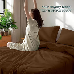 Microfiber Bedsheets For King Bed With 2 Matching Pillow Cover - 108 X 108 Inches, Brown | Good For Guest Houses, & Daily Home Use