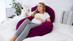 Pregnancy Pillow, Maternity Body Pillow For Sleeping, C Shaped Pillow, Wine - 55 Inch | Full Body Pillow, Pregnancy Pillow For Pregnant Women, Support Belly & Back, Removable Velvet Cover