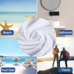 Kuber Industries Cotton Bath Towels 200 Gsm | Super Soft Swimming & Bathing Towel Travel Cotton Towel & Gamcha - White (Pack Of 4)