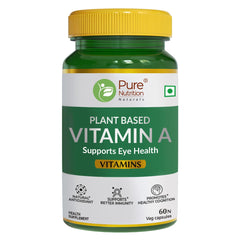 Pure Nutrition Plant - Based Vitamin A Supplement For Men & Women, Supports Healthy Eyesight, Protects Eyes From Night Blindness & Age Related Decline, 100% Natural | 60 Capsules , 100gm 0.2lbs