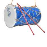 Mini Dholak For Kids Or Decoration With 2 Sticks - Blue | Perfectly Symmetric Round Dholak - Dholak For Festival, Wedding, Satsang | Punjabi Dhol Drum, Housewarming Gifts