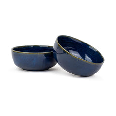Ceramic Medium Bowl Set Of 2 Pieces - 18cm, Blue Green Reactive, 1000ml Each | Glossy Finish Stoneware Ceramic Serving Bowls | Ceramic Bowl - Pasta Serving Bowl | Microwave Safe