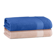 Himeya Bamboo Bath Towels 800 Gsm | Large Soft & Highly Absorbent, Eco-Friendly Design For Ultimate Comfort & Quick Drying -Stand Stone & Ocean Blue (Pack Of 2)