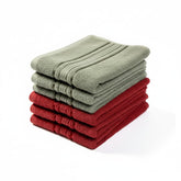 Akiko Home 100% Cotton Essential Series Hand Towels 1200 Gsm | Soft, Absorbent & Durable, Cotton Hand Towel For Bathroom Use, Gentle On Skin- Pack Of 6 (Green & Maroon)