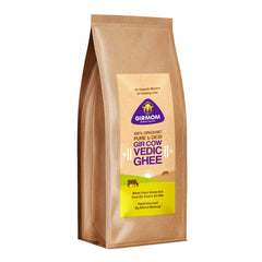 Organic Desi Gir Cow Vedic Ghee By Girmom Motherly Organics | Rich Source Of Vitamin A, D,E & K Pure Desi Cow Ghee Perfect For Glowing Skin | (250ml) 8.4 Ounce | Packet