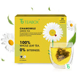 Teabox Premium Chamomile Green Tea - 25 Pyramid Tea Bags | 100% Whole Leaf Green Tea From The Himalayas - Low Caffeine, 0% Bitterness