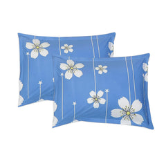 Cotton Rich Double Bedsheet With 2 Pillow Covers - 82 X 84 Inches, Sky Blue & White | Skin Friendly Fabric For Everyday Comfort - Perfect Gifting For Wedding Anniversary