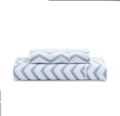 Breathable Cotton Flat Bedsheets With Pillow Cover - 60 X 90 Inches, White & Blue | Looking For Everyday Bedding | Softness Every Night | 144 Thread Count