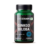 Livestamin Ginkgo Biloba Extract For Healthy Brain Function, 120mg, Ginkgo Biloba Helps Combat Poor Concentration, Prevents Further Cognitive Decline | 60 Veg Capsules 100gm 0.2lbs