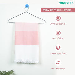 Madake Bamboo Ultra Soft & Thin Turkish Towel 454 Gsm | Quick Dry, Super Absorbent | Extra Large Bath Towel For Men & Women (Peach Melba)