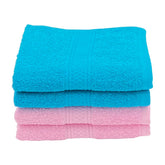 Patpug 100% Indian Ultra Soft Cotton Hand Towel 800 Gsm | For Gym, Workout, Yoga, Wash Basin (Cool Aqua & Baby Pink) - 4 Piece