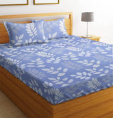 Pure Microfiber Double Bedsheet With 2 King Size Pillow Covers - 88 X 90 Inches, Royal Blue & White | Glace Cotton Breathable Super Soft Wrinkel Free Double Bedsheet