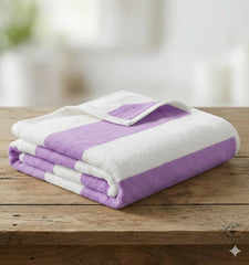 Cotton Bolls Textiles Premium 100% Cotton Bath Towel 450 Gsm | Ultra-Soft & Absorbent Quick Dry Durable Stripe Design Towel (Purple)