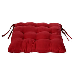 Chair Cushion Pad, Soft & Comfortable Sitting, Chair Pad - Maroon | Microfiber Square Chair Pad With Ties | Chair Seat Cushion For Office & Home | Furniture Cushion, Washable - Pack Of 4