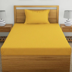 Glace Cotton 1 Single Bedsheet With 1 Pillow Cover - 60 X 90 Inches, Yellow | Comfort Fabric Bedsheet Home, Hotel & Guest House
