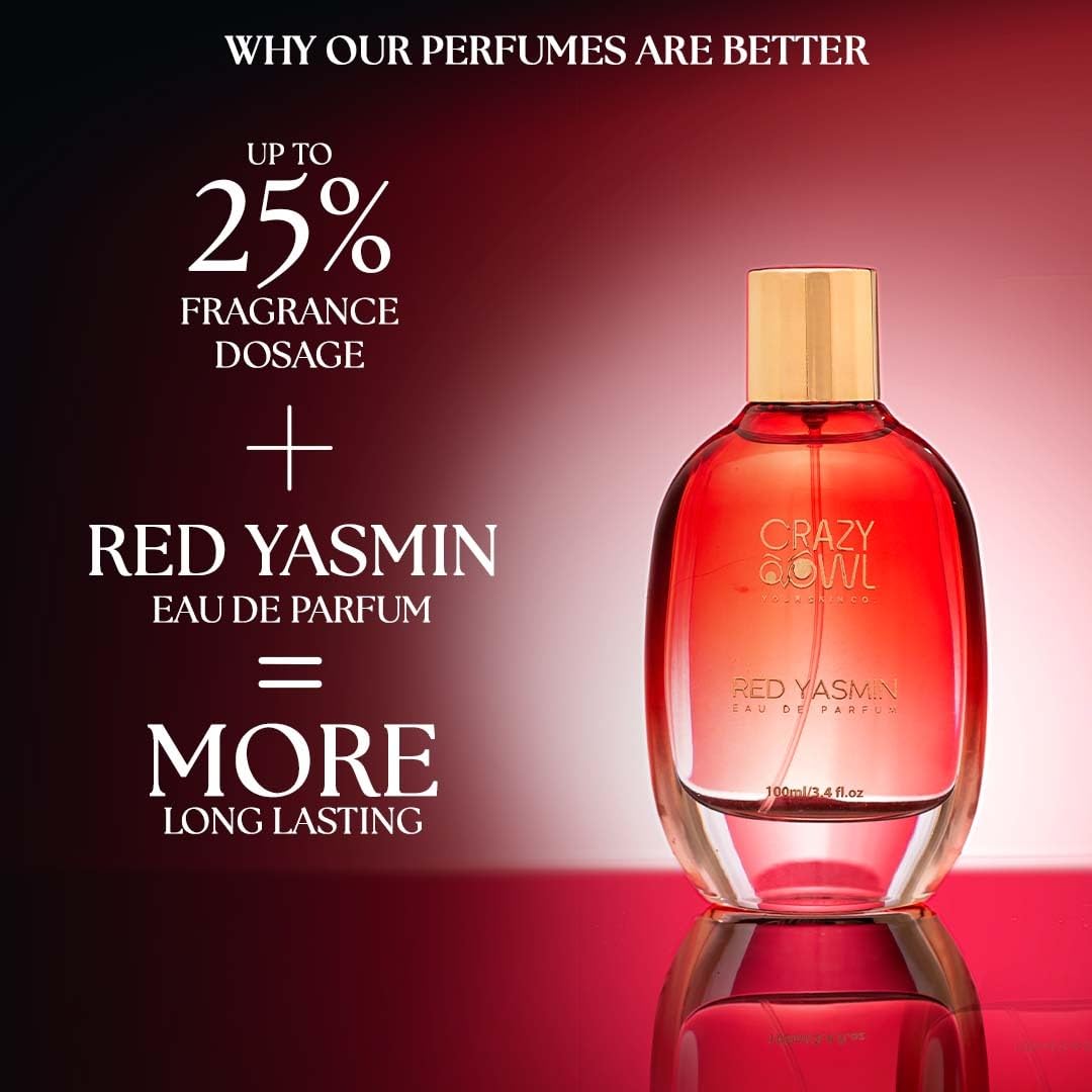 Crazy Owl Red Yasmin Eau De Parfum 100ml 3.4 Fl.oz. Premium Long Lasting Luxury Unisex Perfume Crazy Owl Red Yasmin Eau De Parfum 100ml 3.4 Fl.oz. Premium Long Lasting Luxury Unisex Perfume