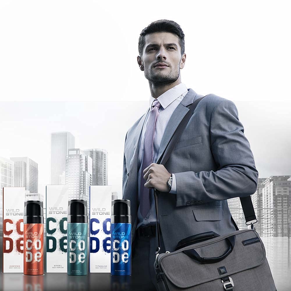 Wild Stone Code Steel, Copper & Titanium Body Perfume 450ml 15.2 Fl.oz. For Men Pack Of 3 | Best Office Wear Fragrance Wild Stone Code Steel, Copper & Titanium Body Perfume 450ml 15.2 Fl.oz. For Men Pack Of 3 | Best Office Wear Fragrance