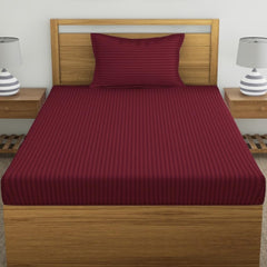 Glace Cotton 1 Single Bedsheet With 1 Pillow Cover - 60 X 90 Inches, Wine | Comfort Fabric Bedsheet Home, Hotel & Guest House