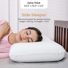 Memory Foam Pillow, Orthopedic Pillow For Side Sleeping, Thick Size - 5.5 Inch | White Pillow, Without Cover, Portable, Lightweight, Adjustable, Compressible, Breathable - Pack Of 1