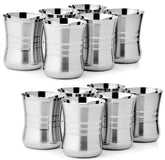 Drinkware Stainless Steel Glasses Set - 350ml Each | Steel Drinking Glass Silver Tableware - Wave Design Glass Set Of 12