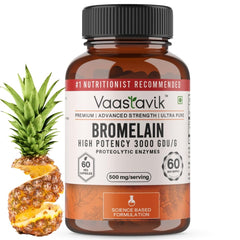 Vaastavik Bromelain Supplement 3000 Gdu / G Vegan Capsule 500mg | 60 Veg Capsules
