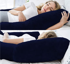 Pregnancy Pillow, Maternity Body Pillow For Sleeping, H Shaped Pillow, Dark Blue - 55 Inch | Full Body Pillow, Pregnancy Pillow For Pregnant Women, Support Belly & Back, Velvet Cover