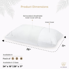 Microfiber Bed Pillows For Sleeping With Removable Zipper Cover - 26x17 Inches | White Pillows, Rectangular Shape, Easy Maintenance, Superior Softness, Best Pillow - Pack Of 4
