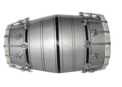 Wooden Musical Dholak Instrument Drum Nuts & Bolt - Silver | Perfectly Symmetric Round Dholak - Dholak For Festival, Wedding, Satsang | Very Easy To Tune