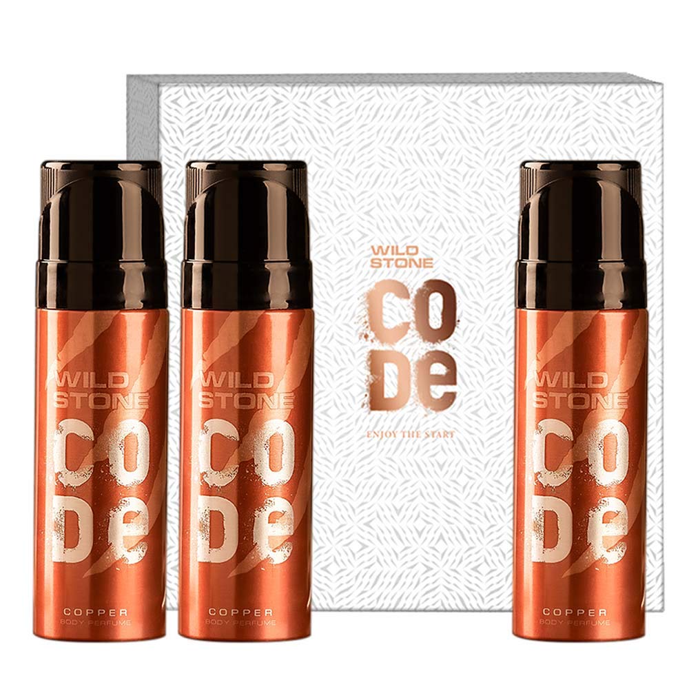 Wild Stone Code Copper Body Perfume 360ml 12.1 Fl.oz. Pack Of 3 | Perfect Gift Set For Husband | Long Lasting Fragrance Wild Stone Code Copper Body Perfume 360ml 12.1 Fl.oz. Pack Of 3 | Perfect Gift Set For Husband | Long Lasting Fragrance