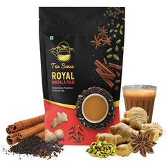 Tea Sense Royal Masala Chai - 200gm, 7.05 Ounce | Assam CTC, Ginger, Cardamom, Clove, Cinnamon, Black Pepper, Star Anise - Strong & Kadak Chai Patti, High Caffeine
