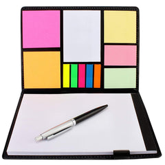 Faux Leather 12 In 1 Large Size Memo Notebook Notepad With Multi Size Sticky Notes & Ballpoint Pen