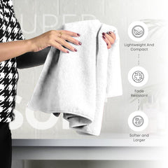 Black Gold The Finer Touch Premium Microfiber Bath Towels 400 Gsm | Lightweight Ultra-Soft Fade Resistant (White)