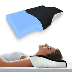 Cervical Pillow For Neck & Shoulder Pain Relief, Memory Foam Pillow For Sleeping | Black & Blue, Orthopedic Pillow For Spondylitis, Long Lasting, Perfect For All Sleeping Position
