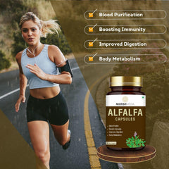 Mokshveda Alfalfa Capsule May Used For Bone & Joint Support Pain Relief, Immunity & Blood Purification | 60 Capsules, 100gm 0.2lbs