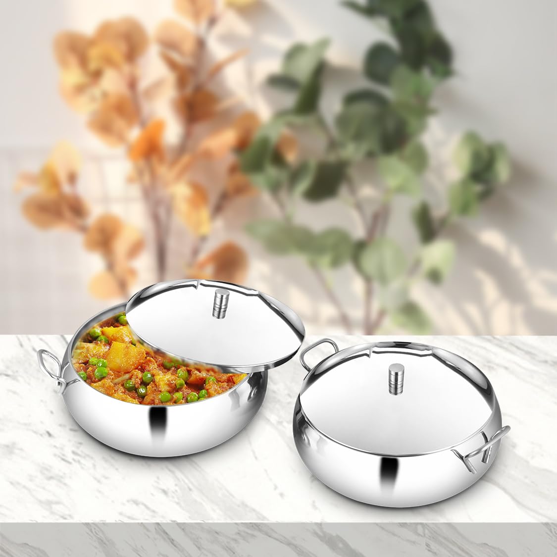 High Grade Stainless Steel Marina Serving Bowl Set With Lid - 2 Pieces, 17 Cm Each, 1000ml Each High Grade Stainless Steel Marina Serving Bowl Set With Lid - 2 Pieces, 17 Cm Each, 1000ml Each