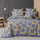 Cotton Double Bedsheets King Size With 2 Pillow Covers | Size 78 X 72+10 Inches, Grey & Beige-All Around Elastic Fitted Design Bedsheet