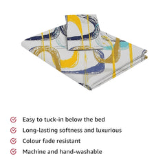 Print Cotton 1 Single Bedsheet With 1 Pillow Cover - 60 X 90 Inches, Yellow & Grey | Soft & Breathable Fabric, Skin-Friendly Bed Sheet For All Seasons