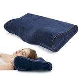 Memory Foam Pillow, Orthopedic Pillow For Neck Pain Relief, Navy Blue | Cervical Contour Memory Foam Pillow, Soft Pillow For Shoulder, Head Pain Relief, Adjustable Pillow - Pack Of 1