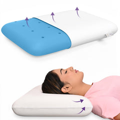 Cooling Gel Memory Foam Pillow For Sleeping, White, Thin Size - 3 Inches | Neck Pain Relief & Back Support Cushion, Without Cover | For Shoulder Pain, Spondylitis - Pack Of 1