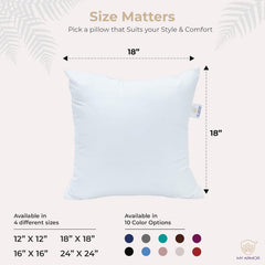 Microfiber Square Soft Pillow Cushion For Sofa & Bed, White - 18 X 18 Inch | Fluffy Pillow For Comfort & Back Support | Breathable, Washable, Hypoallergenic, White Cover With Zip - Pack Of 5