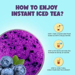 Bevzilla Blueberry Instant Iced Tea Mix - 400gm, 14.1 Ounce | Quick Ready In 30 Seconds - Perfect Refreshing Summer Drink | Easy To Carry Anywhere - Low Caffeine
