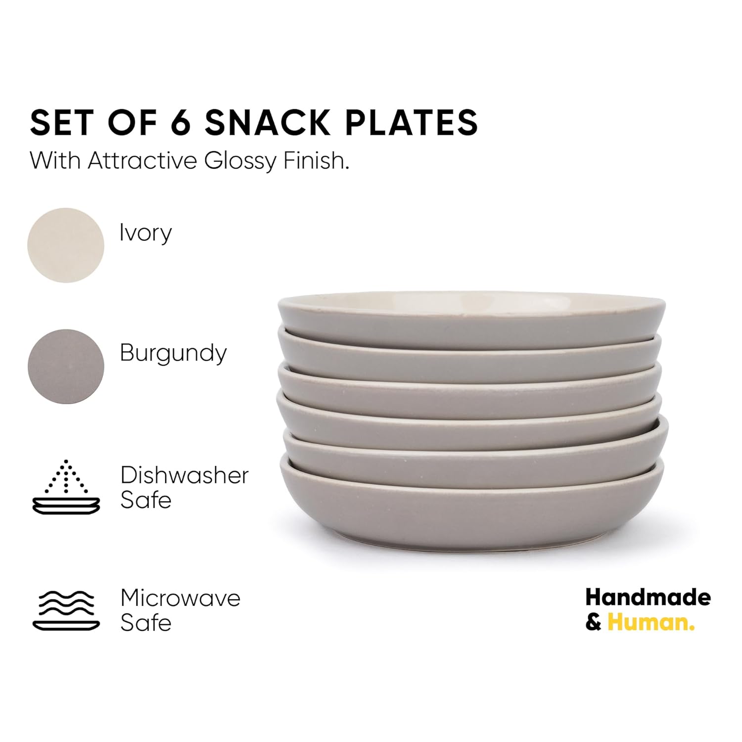 Snack Plates Set Of 6, Grey Slow Series | Snacks Plates Set - Dessert Plates | Small Plates With Glossy Finish - Deep Snack Plates | Microwave Safe & Chip Resistant Snack Plates Set Of 6, Grey Slow Series | Snacks Plates Set - Dessert Plates | Small Plates With Glossy Finish - Deep Snack Plates | Microwave Safe & Chip Resistant