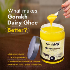 Premium Desi Ghee By Gorakh | Good Source Of Protein Fiber Healthy & Nutritious Desi Cow Ghee Perfect For Boost Immunity | 2 Litre (1 Litr * 2) 67.6 Ounce | Jar Pack