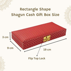 Decorative Shagun Cash Gift Box For Money Gaddi, Jewellery, Gifting Sagan Wedding Occasion, Dot Pattern, Leatherette Finish Rectangle Shape, Colour - Red