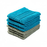 Akiko Home 100% Cotton Essential Series Hand Towels 1200 Gsm | Soft, Absorbent & Durable, Cotton Hand Towel For Bathroom Use, Gentle On Skin- Pack Of 6 (Teal & Green)