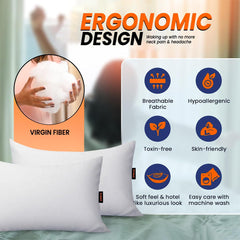 Microfiber Premium Pack Cloud Pillow - 16 X 24 Inch Size, Vacuum Pack | White Pillow, Washable, Bed Pillow, For Adjustable Pillow - Pack Of 2