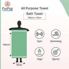 Patpug Coral Microfiber Ultrasoft Comfortable Highly Absorbent Quick Drying Large Bath Towel 700 Gsm (Green & Brown)- Pack Of 2